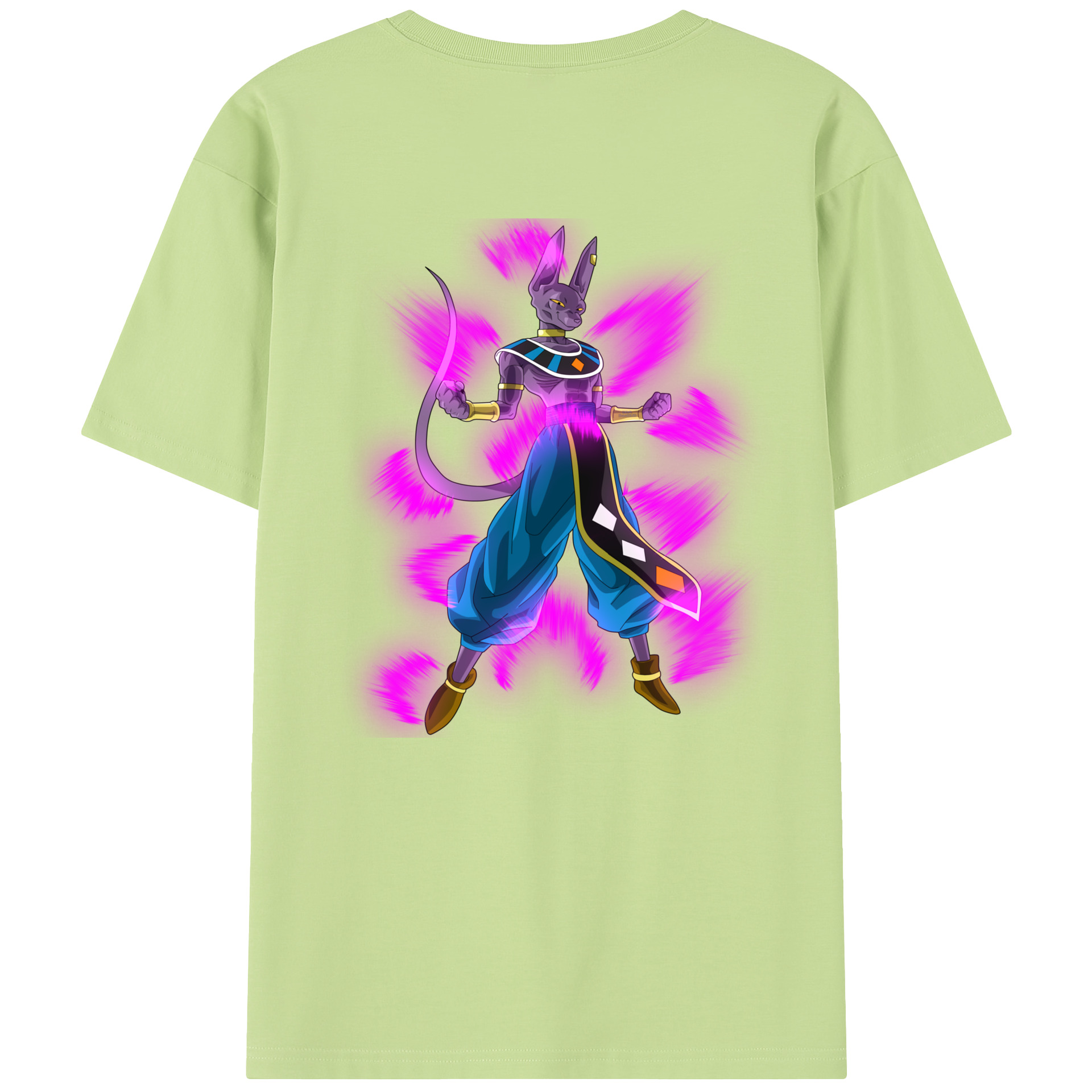 （画像用） ドラゴンボール ビルス 破壊神ビルス DRAGON BALL Beerus Birusu 綿100％半袖Tシャツ（背面プリント）
